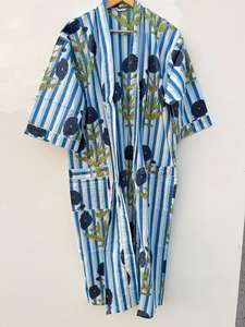 Bata Kimono Estampada 100% Algodón para Mujer |   Bata de Estar por Casa Ligera con Estampado Floral |   Kimono de Verano Transpirable con Logotipo Frontal - Product Image 2