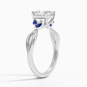 Bague BOJ 057 en argent 925 avec coupe Asscher, accents de saphir, bague en moissanite certifiée GRA 2ct D, pour mariage ou anniversaire - Product Image 2