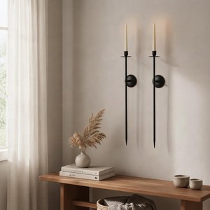 Wall-Mounted Eco-Friendly Matte <b>Black</b> Metal Taper <b>Candle</b> <b>Holders</b> for Home Decoration for Birthday Occasions - Product Image 3