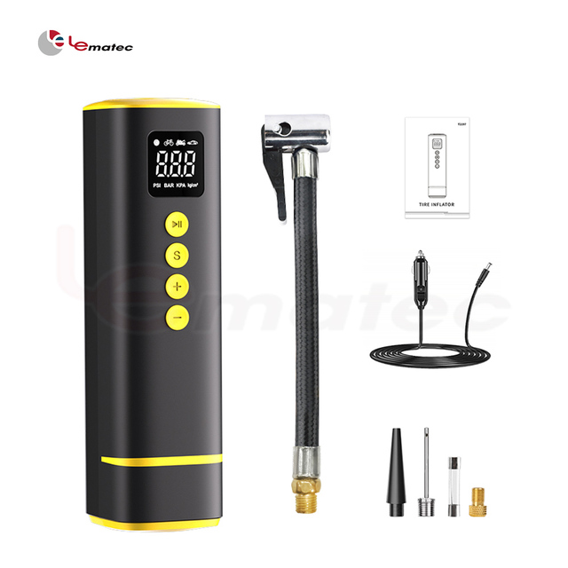 Portable Mini 12V Tire Inflator with Nozzle Storage for Bike Car and Ball