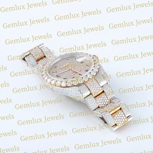 Vêtements de luxe nouveautés cadran arabe testeur de diamants Iced Out D VVS Moissanite plaqué or rose deux tons montre Hip Hop - Product Image 5