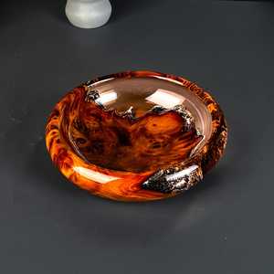 Cuenco Decorativo de Madera de Ámbar Flameado y Resina Epoxi Transparente - Product Image 3