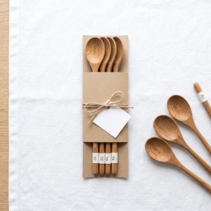 Cuillère longue simple en bois de teck 24,5x3cm, qualité alimentaire, polie, classique, écologique, durable - Product Image 5