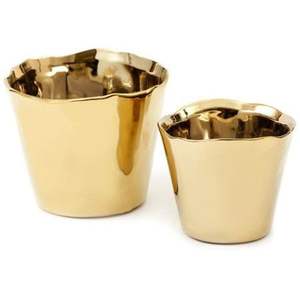 Macetero de suelo alto decorativo de metal, elegante, con acabado en latón, cobre y efecto oxidado, estilo rústico. - Product Image 1