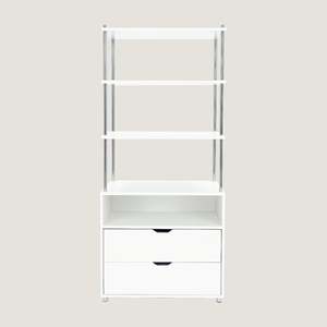 Armario de Almacenamiento Modular Moderno con Estructura Metálica, 3 Cajones + 3T, Color Blanco/Plateado, Organizador de Almacenamiento para el Hogar - Product Image 1