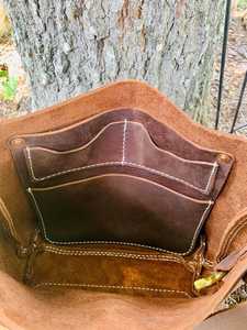 Sac fourre-tout en cuir véritable vintage de qualité supérieure, couleur unie, fermeture ouverte, usage quotidien, marron, sac à main pour femme - Product Image 3