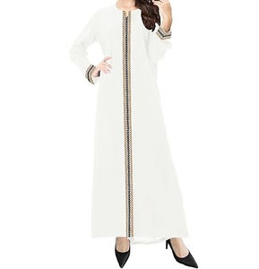 Burka Musulmana Transpirable con Estampado Elegante, Abaya Personalizable de Manga Larga con Bordado a la Moda para Mujeres Adultas de Dubái - Product Image 4