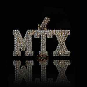 Colgante Personalizado de Plata de Ley 925 Chapado en Oro con Moissanita y Diseño de Letra, Joyería Hip Hop - Product Image 1