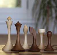 Pièces d'échecs en bois et résine écologiques faites à la main, design géométrique abstrait traditionnel, thème culturel, sculptures personnalisables