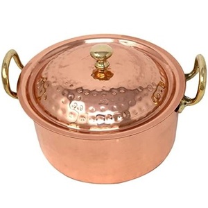 Plat de buffet rond en laiton de qualité supérieure avec couvercle, fait main, martelé, pour service, casserole, récipient alimentaire de cuisine, fournisseur en gros - Product Image 2