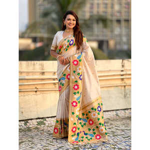 For Paithani Silk Zari Woven Saree with Big Border <b>Indian</b> & <b>Pakistani</b> <b>Clothing</b> Elite Weaves 650g - Product Image 6