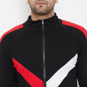 Ensemble de survêtement pour homme noir, rouge et blanc, à blocs de couleur, manches longues, fermeture éclair sur le devant, coupe sportive avec poches latérales, idéal pour l'automne - Product Image 6