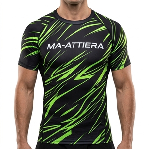 <b>Men</b> Short Sleeve Compression Shirt Black Neon Green Graphic Print Gym Fitness Running Sportswear Performance <b>Base</b> <b>Layer</b> - Product Image 1