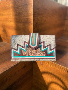 Nouveau Western élégant cheveux sur cacher couleur usiné fourrure cuir pochette femmes conçu sac à main vente chaude en cuir usiné portefeuille Unique - Product Image 3