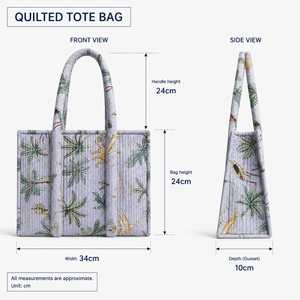 Sac fourre-tout matelassé 34 cm de large en toile à imprimé floral style bohème avec fermeture éclair, écologique, grande capacité, léger - Product Image 3