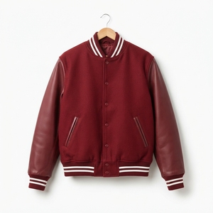 Private Label Blank Wool Body <b>Real</b> <b>Leather</b> Sleeves High School Letterman <b>Jacket</b> - Product Image 5