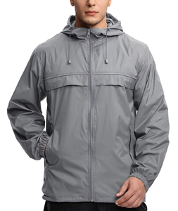 <b>Men's</b> Red Hooded Windproof <b>Jacket</b> Casual Outdoor Zipper Closure Polyester Shell Regular Fit Spring Wear - Product Image 5