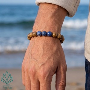 Pulsera de Agarwood Vietnamita Popular, Regalo Clásico AL-SX-0044-10 con 6 Cuentas de Coral Azul y 12 Cuentas de Agarwood Natural de 10mm - Product Image 5