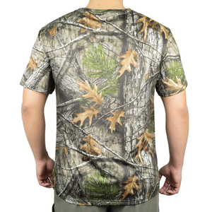 Custom Full Hunting Shirt Sublimation Print Forest Camo Short Sleeve Cotton Polyester Tee Unisex Adult Hunting Shirt - Product Image 3