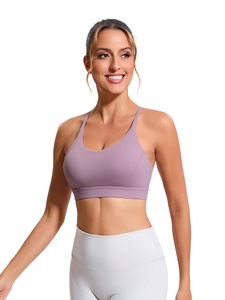Women Sport <b>Crop</b> <b>Top</b> Y Back Yoga Bra Breathable <b>Mesh</b> Insert Removable Pads Wirefree Running Athletic Vest Blanks Custom - Product Image 2