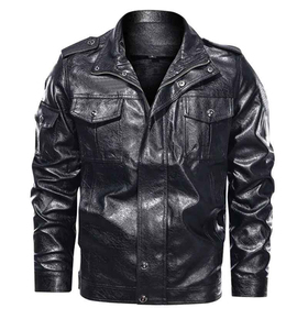 OEM Customized <b>Men's</b> <b>Leather</b> <b>Jacket</b> Smooth Monochrome Waterproof with Hooded Collar Custom Logo Services Outdoor <b>Leather</b> <b>Jacket</b> - Product Image 1