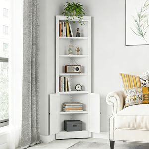 71" Tall <b>Corner</b> <b>Storage</b> Cabinet with 2 Doors 5-Tier Adjustable Shelves Freestanding Metal Kitchen Cabinet for Home Bar - Product Image 3