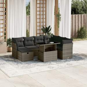Conjunto de Sofás de Jardín en Ratán Sintético Gris Oscuro y Acero con Recubrimiento en Polvo, Muebles de Exterior Elegantes - Product Image 1
