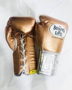 ถุงมือชกมวยหนังวัวแท้แบบผูกเชือก รุ่น Full Finger Professional No Boxing No Life พร้อมแผ่นรองรับแรงกระแทก รุ่น RL-BG-231 - Product Image 1