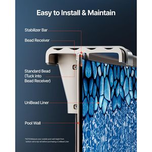 Revestimiento de Vinilo Premium para Piscina Redonda UniBead de 24 pies, Fácil de Instalar, con Parches a Prueba de Fugas para Piscinas de 52 Pulgadas de Altura, Accesorio para Piscina - Product Image 6