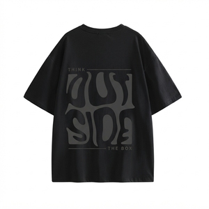 T-shirt imprimé surdimensionné à manches courtes pour homme, col rond, en jersey de coton rose, décontracté - Product Image 5