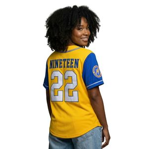 เสื้อเบสบอล Sigma Gamma Rho, เสื้อชมรมหญิงกรีก SGRho, เสื้อสเวตเชิ้ตวันแข่งขันสำหรับผู้หญิงสีน้ำเงินรอยัลทอง - Product Image 2