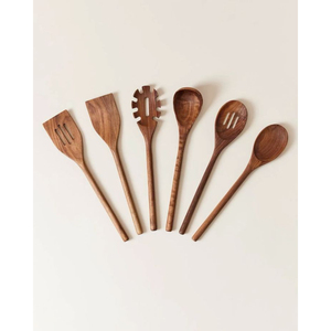 Ensemble d'ustensiles de cuisine en bois de qualité supérieure, cuillères et spatules antiadhésives, écologiques, fabriquées à la main, pour un usage domestique, meilleur prix - Product Image 2