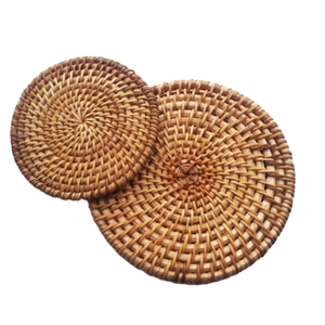 แผ่นรองแก้วหวายสานมือทรงกลมลายดอกไม้ กันน้ำ ตกแต่งวันหยุด ส่งออกจากเวียดนาม - Product Image 1