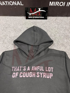 Sudadera con Capucha de Alta Calidad 100% Algodón Grueso para Hombre, Estilo Urbano, con Estampado 'THAT'S AWFUL LOT of COUGH SYRUP' - Product Image 3