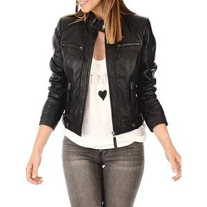 Nuevo abrigo de cuero genuino para mujer de tamaño americano 100% Bomber chaqueta de cuero de cordero europea antigua para mujer - Product Image 4