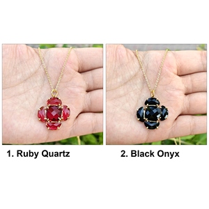 Trendy necklace checker cut black onyx multi gemstone pendant necklace 18k gold plated handmade jewelry women statement necklace - Product Image 6