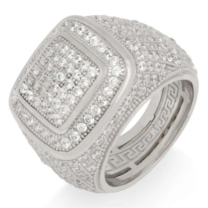 Moissanite <b>Mens</b> Statement <b>Ring</b> Square Pave <b>Set</b> Band Luxury Hip Hop Wedding Fashion Jewelry Gift For Him - Product Image 4