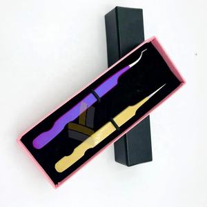 Pince à épiler en acier inoxydable enduite de poudre d'or violet néon personnalisée durable pour cils pointus - Product Image 5