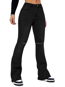 Hot Selling Plus Size Women's Mid Stretch Casual Solid Jeans 100% Cotton Eco-Friendly Breathable Comfortable Straight Denim - Product Image 5