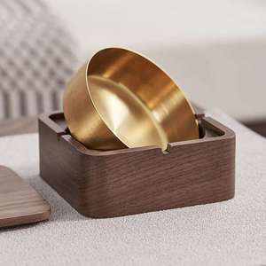 Cenicero de Madera Portátil y Duradero, Diseño Redondo y Cuadrado, para Hogar, Oficina, Hotel, Ecológico para Fumadores - Product Image 2