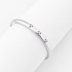 925 Sterling Silver Purple Paw Print Open Bangle <b>Bracelet</b> High Polish <b>Cute</b> Animal Lover Jewelry for Girls Daily Wear Gift Party - Product Image 2