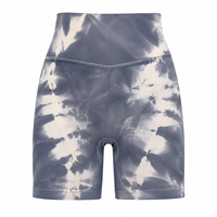 Shorts de yoga taille haute sans couture à compression pour femme - Effet push-up, imprimé tie-dye, pour la gym et le fitness