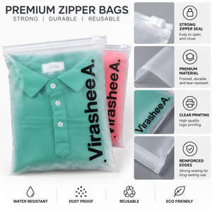 Pochette zippée givrée personnalisée en EVA pour vêtements, sac d'emballage réutilisable transparent pour vêtements, voyage et vente au détail - Product Image 5
