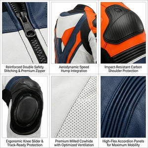 Combinaison en cuir personnalisée pour la course moto, équipement de moto, vêtements de protection pour les jours de piste, fabricant OEM, vente en gros - Product Image 6