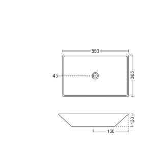 Glossy White Rectangular Ceramic Wash Basin 575x440x155mm Wall Hung Floating Bathroom Sink With Semi Pedestal - Product Image 4