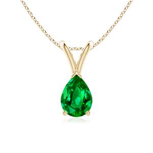 14K <b>Solid</b> <b>Gold</b> Natural Emerald V-Bale Pear-Shaped Solitaire <b>Pendant</b> Wedding Fine Jewellery Anniversary Gift For Her 2026 - Product Image 1