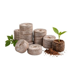 Pellets de tourbe de coco biodégradables en gros, haute capacité d'absorption d'eau pour la germination et la plantation des graines, fabriqués par Eco2go Vietnam - Product Image 1
