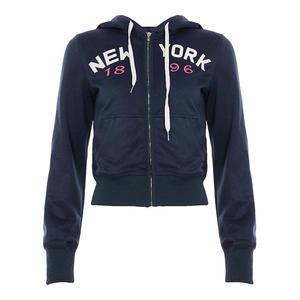 American Street Retro Digital Printing Zipper Waist Regular Sweat Shirt Wear Sexy Hooded Casual Sports <b>Tops</b> Women's <b>Winter</b> - Product Image 5