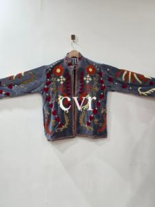 Eco-Friendly Uzbek Suzani Velvet Outerwear <b>Coat</b> Handmade Velvet Suzani Winter Boho Embroidered Women's Luxury <b>Coat</b> for Party Wea - Product Image 2