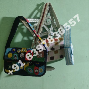 Sac à main de soirée pour femme en tissu bleu, motif citron de haute qualité, orné de perles, sac à bandoulière, motif fruitier, fournisseur en gros de sacs perlés - Product Image 2